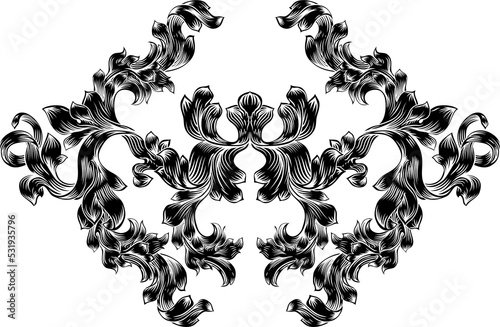 Floral Motif Scroll Pattern...