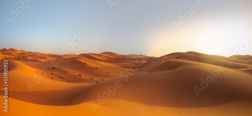 Beautiful sand dunes in the Sahara desert at sunrise - Sahara  Morocco