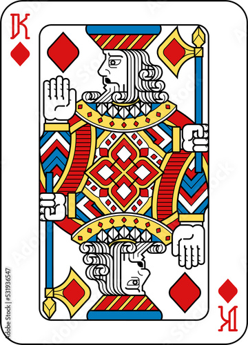 Photography Playing Card King Diamonds Yellow Red Blue Black
