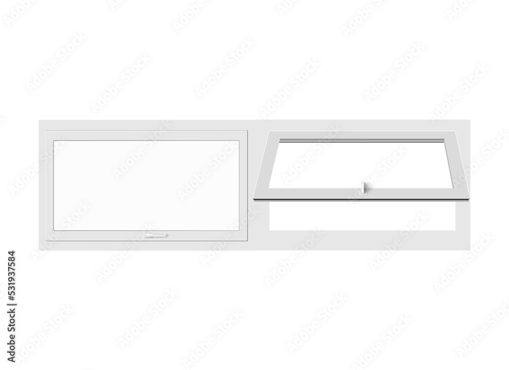 Realistic plastic white window with transparent glass-vector isolated illustration Realistic plastic white window with transparent glass-vector isolated illustration