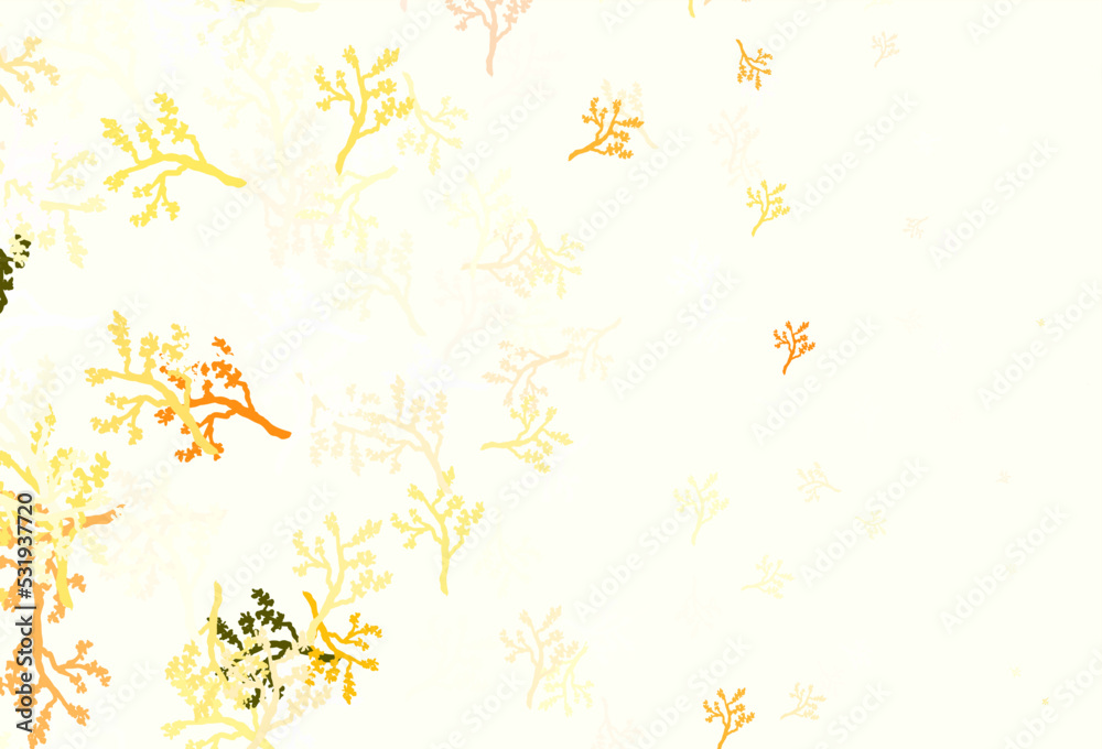 Light Orange vector natural pattern with branches. Light Orange vector natural pattern with branches.