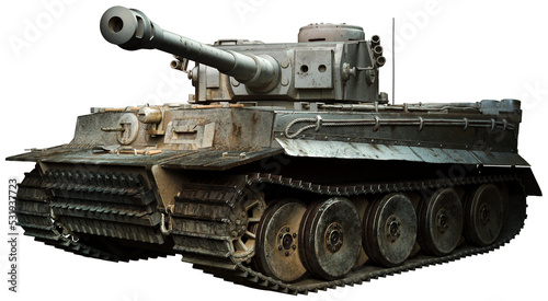 Tiger tank in steel grey 3D illustration	
 photo