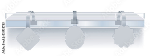 set of realistic wobblers shop shelves isolated