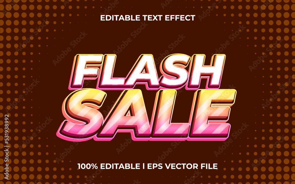 flash sale text effect with trendy theme. colorful text lettering typography font style