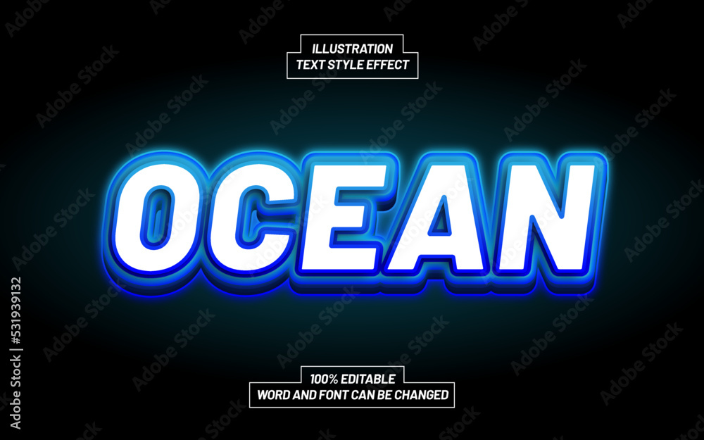 Ocean 3D Bold Text Style Effect