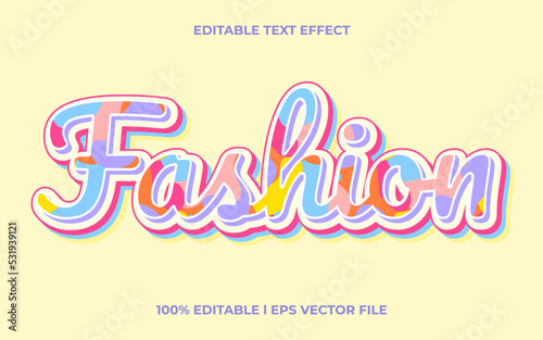 fashion 3d text effect with calligraphy theme. colorful text lettering typography font style