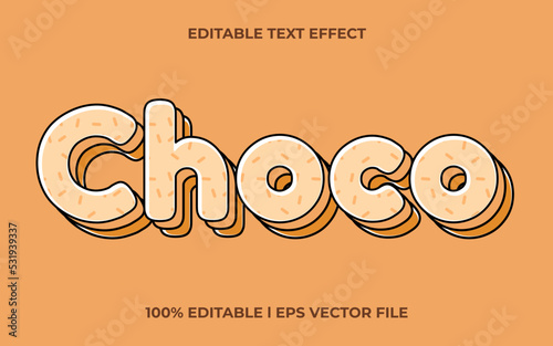 choco 3d text effect with cute theme. brown text lettering typography font style