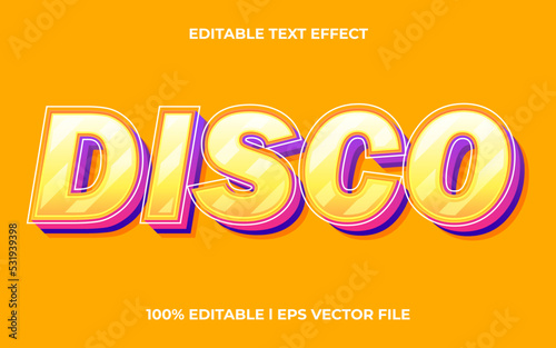disco 3d text effect with trendy theme. colorful text lettering typography font style