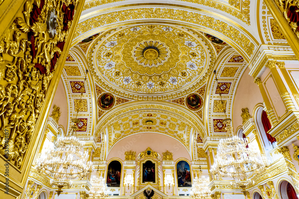 Interiors and details of the Grand Kremlin Palace in Moscow Russia