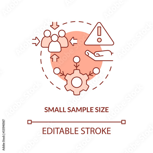 Small sample size red concept icon. Lack of info. Disadvantage of case study abstract idea thin line illustration. Isolated outline drawing. Editable stroke. Arial, Myriad Pro-Bold fonts used