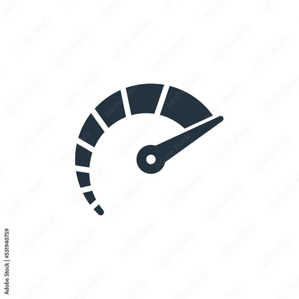Speedometer icon in trendy flat style isolated on white background ...