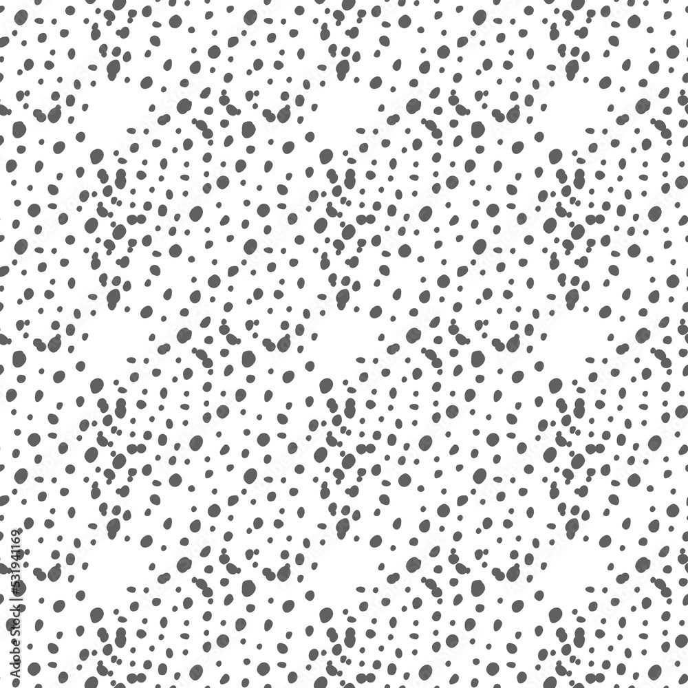 Vector. Hand drawn polka dot texture. Spotted grey, black and white background. Geometric abstract pattern with hand drawn circles. Drawn dots in the shape of a circle. Flow, halftone gradient.