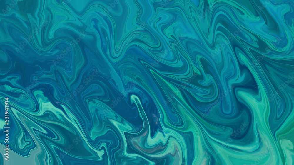 Abstract turquoise blue liquid water surface swirl texture background or wallpaper.