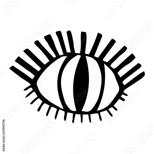 Ink brush drawn eye. Vector sign of human eye.