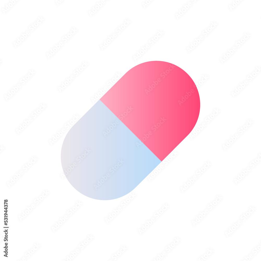Capsule flat gradient two-color ui icon. Oral medication. Pill prescript. Remedy in shell. Simple filled pictogram. GUI, UX design for mobile application. Vector isolated RGB illustration