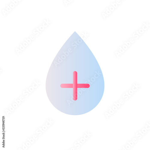 Positive blood type flat gradient two-color ui icon. Laboratory test. Blood transfusion. Simple filled pictogram. GUI, UX design for mobile application. Vector isolated RGB illustration