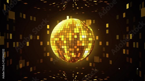 Neon Disco ball seamless VJ loop animation for music broadcast TV, night clubs, music videos, LED screens and projectors, glamour and fashion events, jazz, pops, funky and disco party.