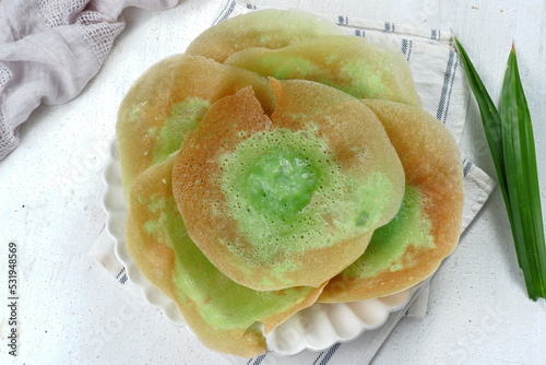 kue ape or Traditional pancake from Betawi, Jakarta. indonesian traditional sweet snack photo