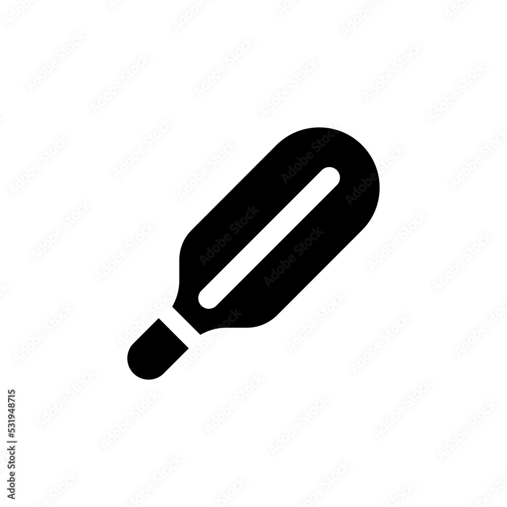 Medical thermometer black glyph ui icon. Diagnostic instrument. Temperature. User interface design. Silhouette symbol on white space. Solid pictogram for web, mobile. Isolated vector illustration Medical thermometer black glyph ui icon. Diagnostic instrument. Temperature. User interface design. Silhouette symbol on white space. Solid pictogram for web, mobile. Isolated vector illustration