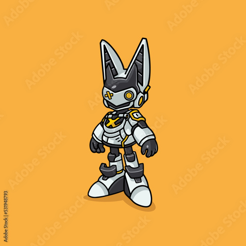 rabbit robot vector character logo