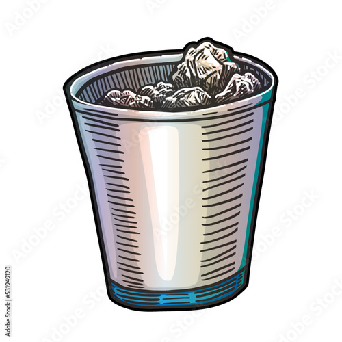 a wastebasket full of paper vector illustration on white background