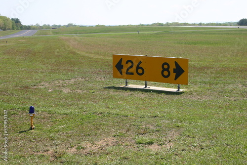 Sign for runway 26 and 08