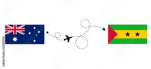 Flight and travel from Australia to Sao Tome and Principe by passenger airplane Travel concept