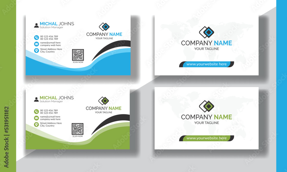 Corporate clean style modern business card design, professional creative business card template