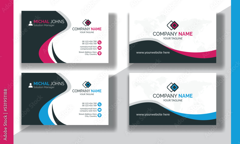 Corporate clean style modern business card design, professional creative business card template