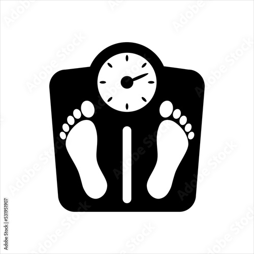 Bathroom weight scale icon. Weighing machine, logo isolated on white background. Flat design interface element for app, logo, ui ux, web banner button. Vector EPS 10