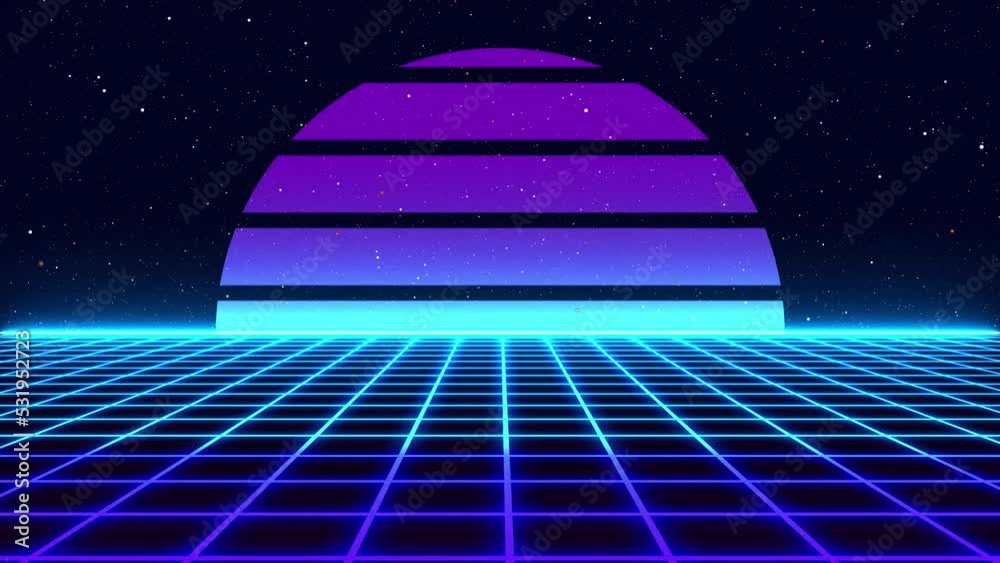 Retro style Sci-Fi Synthwave Backround. Futuristic Perspective Grid ...