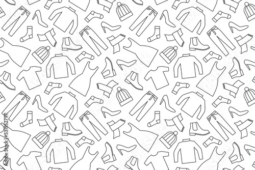 seamless pattern clothes icons, apparel, shopping concept- vector illustration