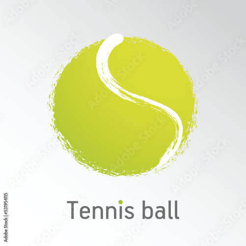 Tennis ball, grunge hand drawn vector illustration
