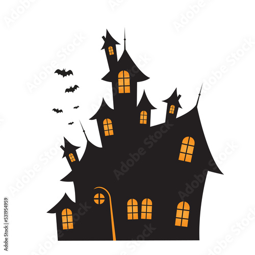 Scary Old Halloween Haunted House Vector Illustration