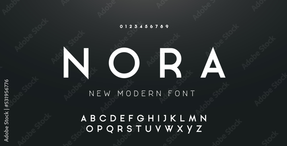 NORA Sports minimal tech font letter set. Luxury vector typeface for ...