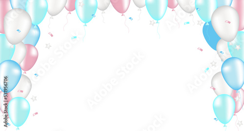Balloon frame with confetti and serpentine. Vector illustration for card  party  design  flyer  poster  decor  banner