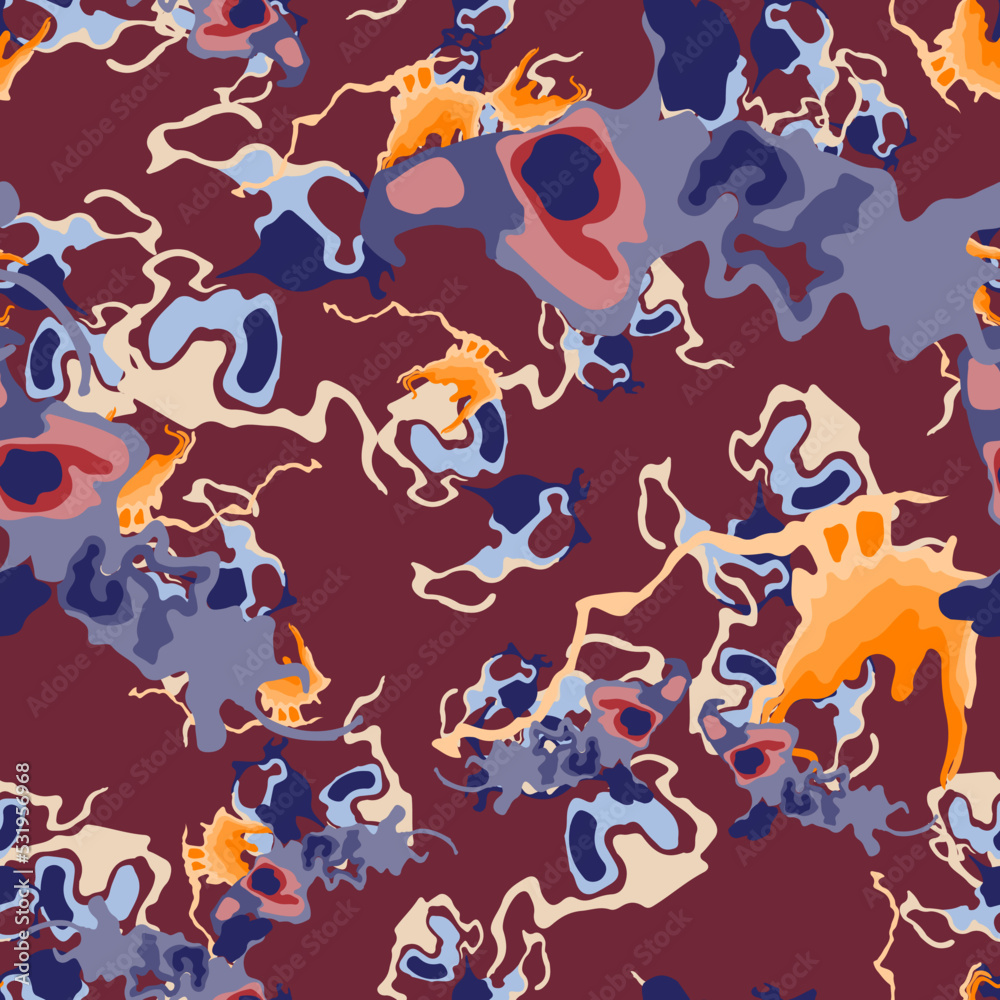Obraz premium UFO camouflage of various shades of red, blue and orange colors