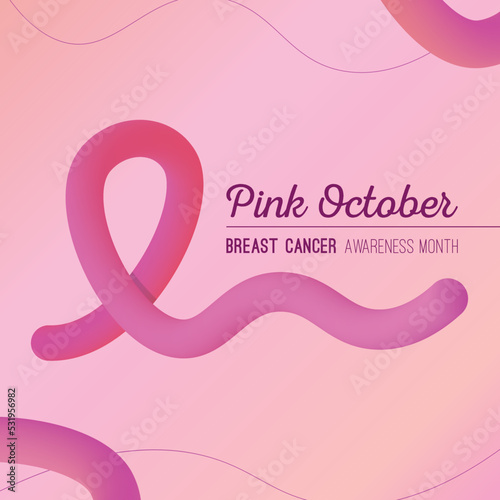 pink october ribbon grainy breast cancer awareness month template 3d