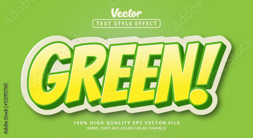 Editable text effect, Green text on green color style effect and layered style with modern font style