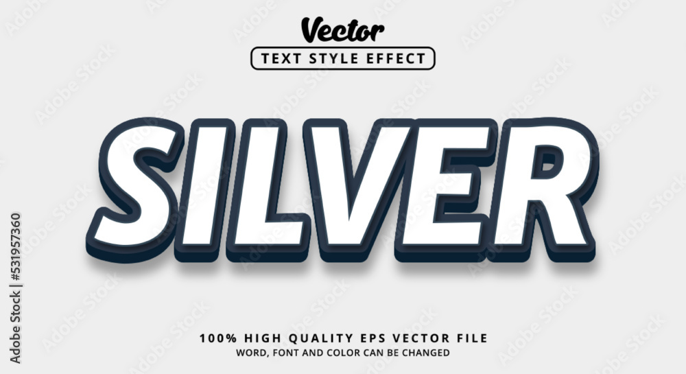 Editable text effect, Silver text with modern style