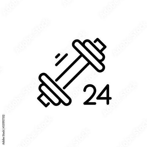 24 hour gym icon. Pixel perfect, editable stroke