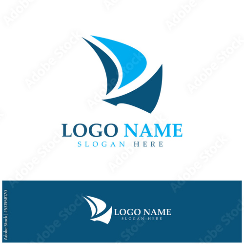 Simple Sailboat dhow boat on Sea Ocean Wave art style logo design, Daily cruises, sea travel, vector icon ILLUSTRATION