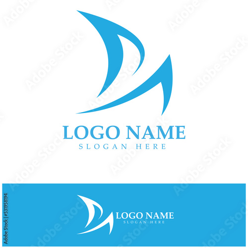 Simple Sailboat dhow boat on Sea Ocean Wave art style logo design, Daily cruises, sea travel, vector icon ILLUSTRATION