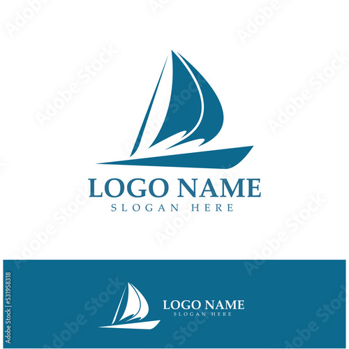 Simple Sailboat dhow boat on Sea Ocean Wave art style logo design, Daily cruises, sea travel, vector icon ILLUSTRATION