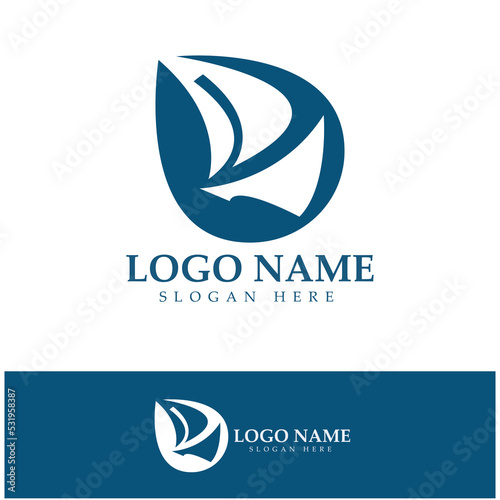 Simple Sailboat dhow boat on Sea Ocean Wave art style logo design, Daily cruises, sea travel, vector icon ILLUSTRATION
