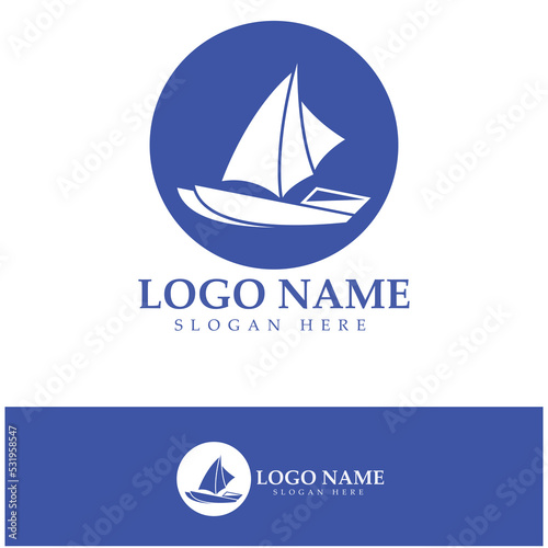 Simple Sailboat dhow boat on Sea Ocean Wave art style logo design, Daily cruises, sea travel, vector icon ILLUSTRATION