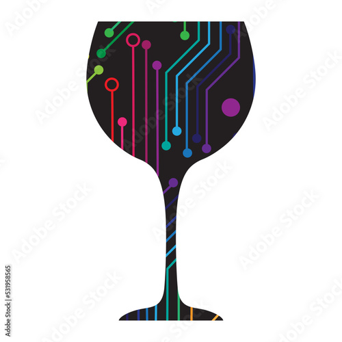 wine glass, circuit pattern