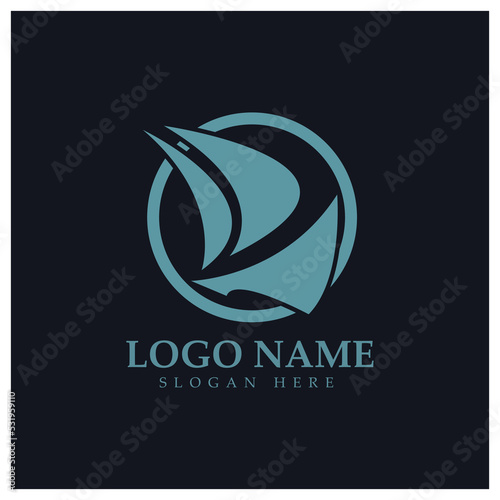Simple Sailboat dhow boat on Sea Ocean Wave art style logo design, Daily cruises, sea travel, vector icon ILLUSTRATION