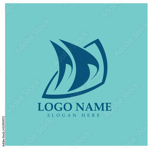 Simple Sailboat dhow boat on Sea Ocean Wave art style logo design, Daily cruises, sea travel, vector icon ILLUSTRATION