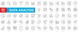 Data analysis icon set. Graphs, statistics, analytics, analysis, big data, growth, chart, research, UI, UX, GUI and more line icon.